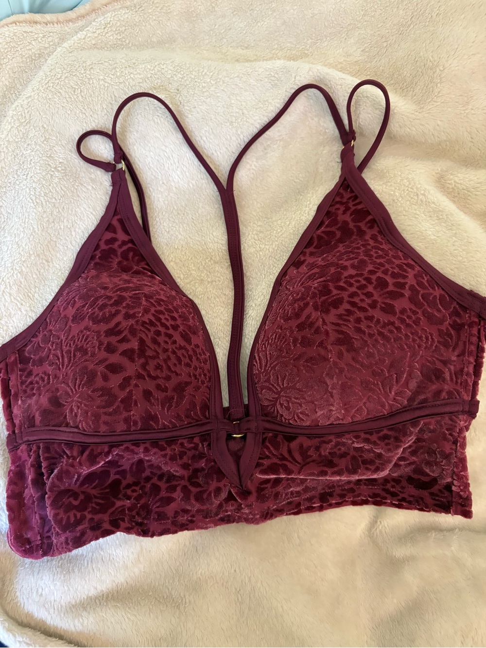 Victoria Secret Velvet Lace Bralette in Burgundy